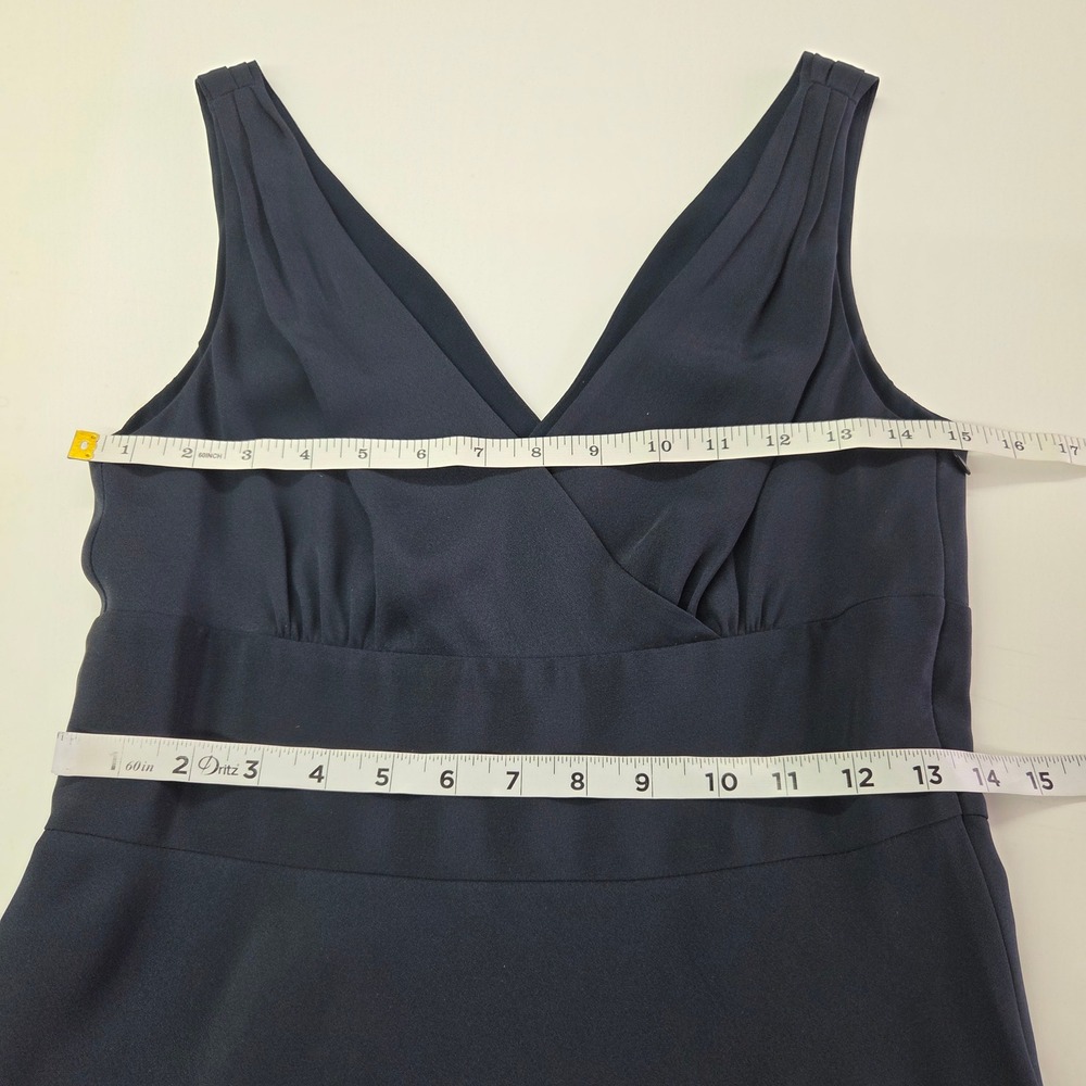 J. Crew Silk V-Neck Midi Dress Womens 6 Navy Blue Sophia A-Line Cocktail Wedding - Picture 4 of 12
